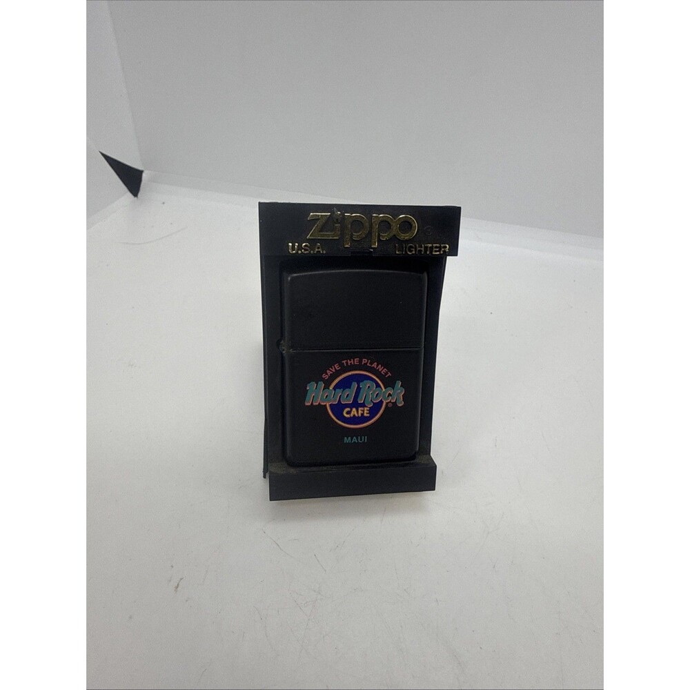 1995 MAUI Hawaii Vintage Zippo Lighter HARD ROCK CAFE HOTEL Black Matte